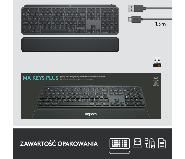 LOGITECH Klawiatura MX Keys Plus z podpórką na nadgarstki 920-009416 - 597345 - zdjęcie 14